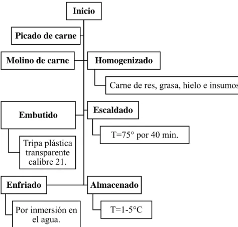 Figura 13. Flujo de proceso salchicha de res. 