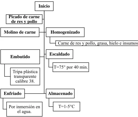 Figura 15. Flujo de proceso chorizo de pollo. 