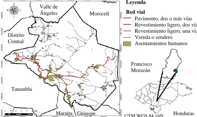 Figura  1.  Ubicación  geográfica  del  municipio  de  San  Antonio  de  Oriente,  Francisco  Morazán, Honduras