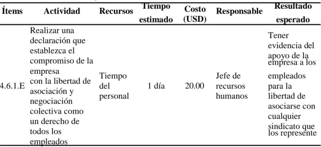 Cuadro 19. Plan de acción para el criterio 4.6. 