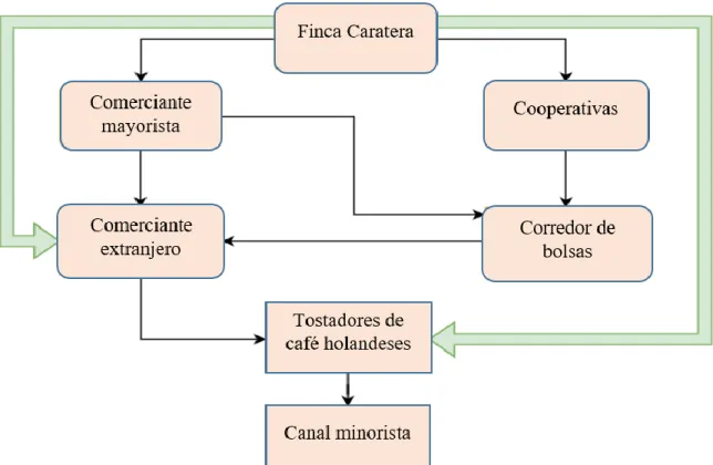 Figura 7. Cadena de distribución del café de la finca Caratera. 