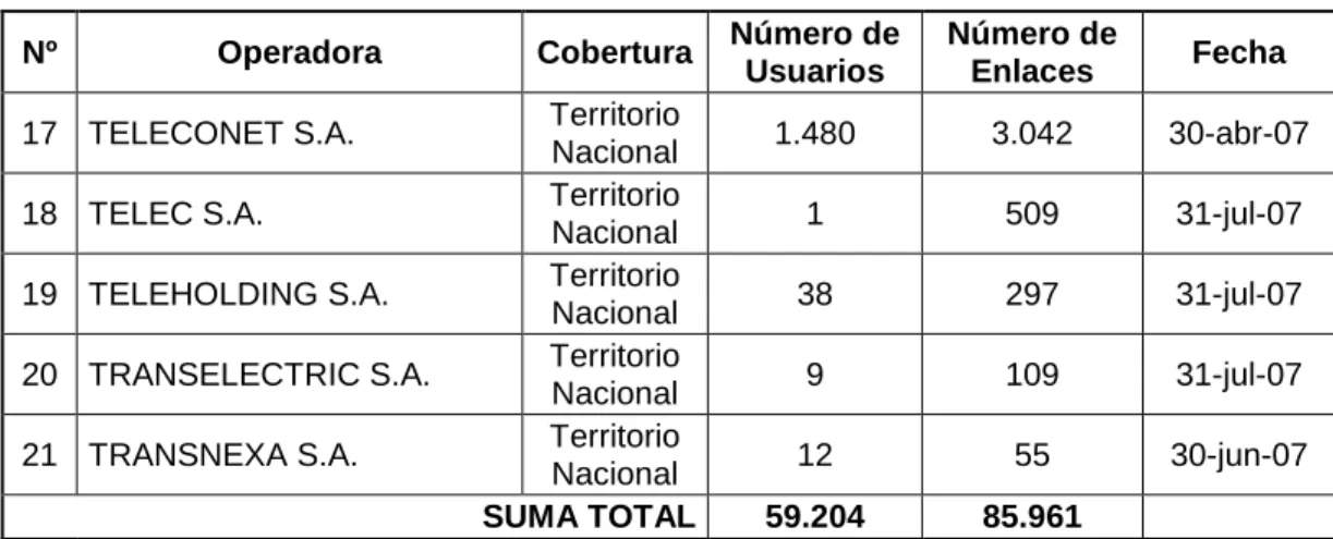 Gráfico Nº 1.6: Participación del Mercado de Internet:  