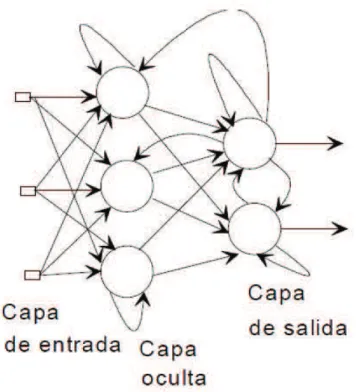 Figura 2.7 Red neuronal recurrente o realimentada. 