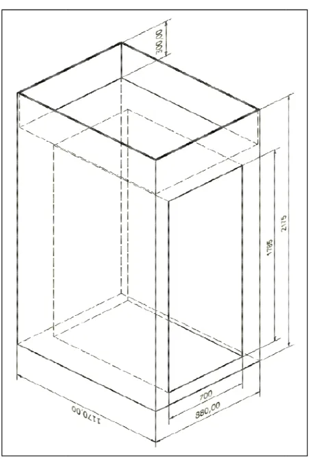 Figura 2.3. Esquema con las dimensiones de la estructura de la cámara.