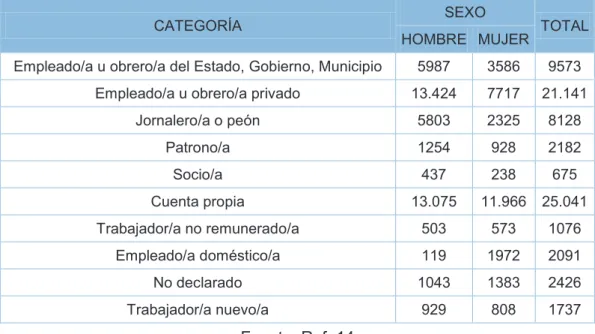Tabla 2-14: Categorías de ocupación en el cantón Latacunga en el 2010 