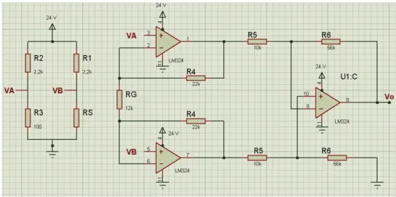 Figura 2.20: Circuito de acondicionamiento del sensor. 