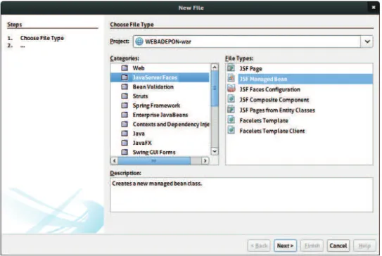 Figura 3.8: Creación de un componente Managed Bean. 