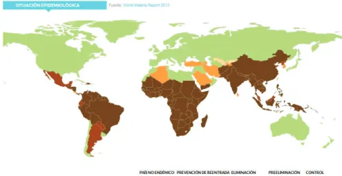 Figura 2.1: Situación Epidemiológica Mundial de la Malaria (Tomado de [40])