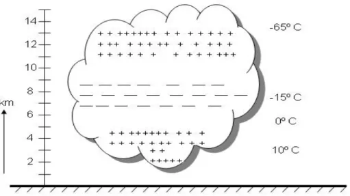 Figura 1.3 Una nube de tormenta electrificada es típicamente tripolar. [ 1 ] 