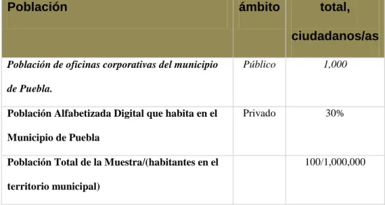 Cuadro 4.1. Datos de la población encuestada en la capital del Estado de Puebla 