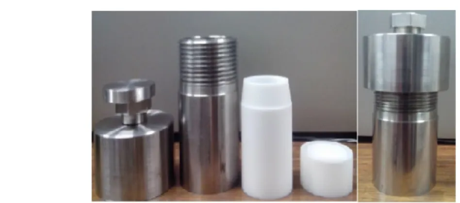 Figura 2.3: Auto clave para llevar a cabo la s´ıntesis de nanopart´ıculas de Co