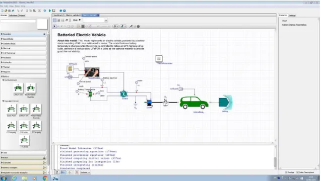 Figure 1.4- Screenshot of MapleSim, showing all the different possibilities concerning  battery simulation 
