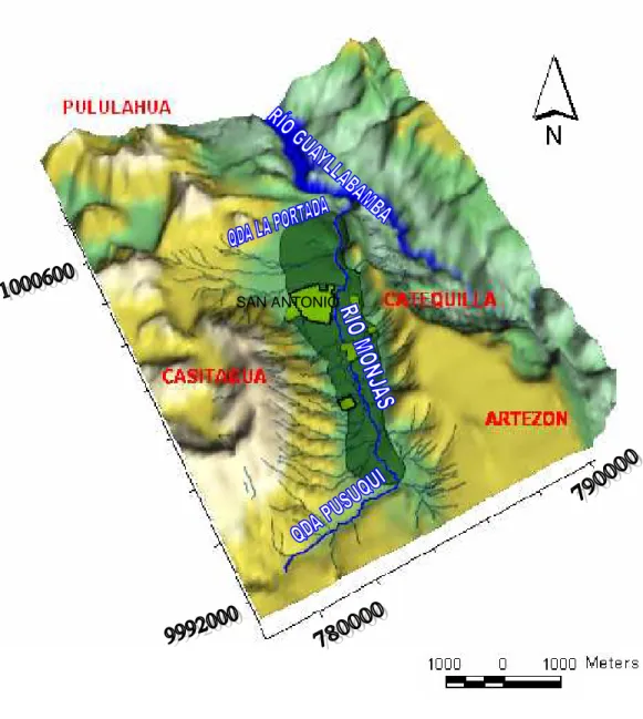 Figura 1.3 Ubicación del acuífero en estudio Figura 1.2  Valle Interandino Central, 