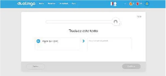 Fig. 2.8: Ejemplo de actividad en Duolingo. 