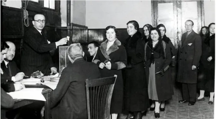 Figura 2. Mujeres de Zaragoza votando en las elecciones de 1933. Fuente: ABC. 