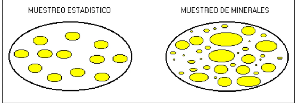 Figura N° 5: Tipos de Muestreo; Muestreo Estadístico y Muestreo de Minerales 