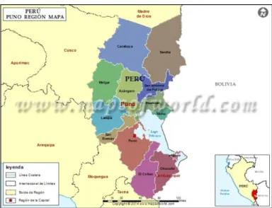 FIGURA 10 MAPA REGION DE PUNO. (FUENTE: WWW.MAPSOFWORLD.COM)  