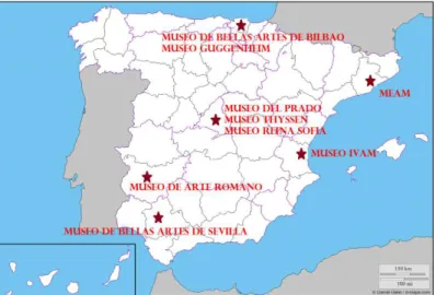 Figura 2: Mapa de localización de los museos (elaboración propia).               