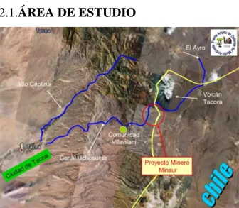 Figura  01.Ubicacion  geográfica  de  la  Unidad  Minera  Pucamarca. Fuente: Frente amplio de defensa del Medio  Ambiente- Tacna