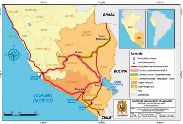 Figura 2. Mapa de localización de la Macro Región Sur  Fuente: Cuisano y Guillen (2015) 