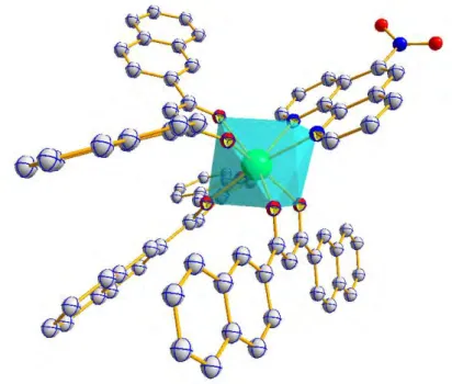 Figure 38. A perspective view of the eightfold coordination square antiprism of  [Er(dnm) 3 (5NO 2 phen)]