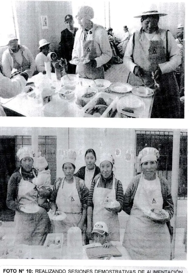 FOTO N° 10:  REALIZANDO SESIONES DEMOSTRATIVAS DE ALIMENTACIÓN  COMPLEMENTARIA CON MADRES INTERVENIDAS DEL BARRIO SANTA  ROSA, YUNGUYO 2014