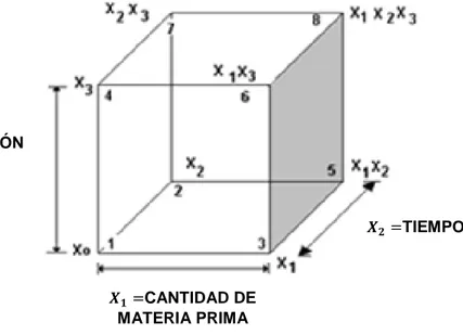 Figura 7.Esquematización del diseño factorial 2 3