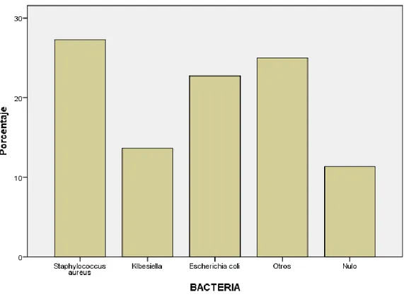 Figura 8.Gráfico de frecuencias de las bacterias encontradas de los ambientes de Medicina