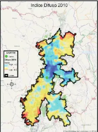 FIGURA 1. 3 MAPAS DE LOS ÍNDICES DIFUSOS DE 2010.