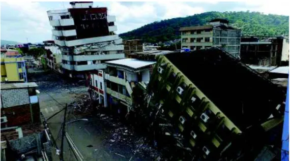 FIGURA 1.3 DAÑOS EN ALGUNAS ESTRUCTURAS DEBIDO AL SISMO DEL 16  DE ABRIL. 