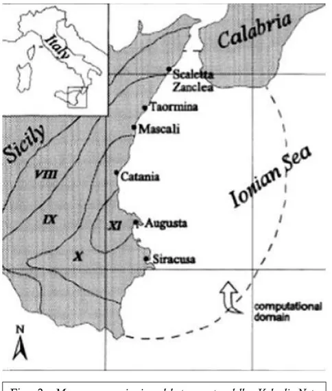 Fig.  2.  Mappa  macrosismica  del  terremoto  della  Val  di  Noto  dell’11/01/1693 (da Platanesi, Tinti, 1998)