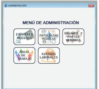 Figura 4-8 Ventana de menú del módulo de administración 