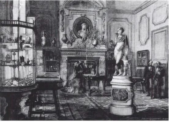 Fig. 7 - La sala delle antichità della collezione Fould a Parigi. L’immagine riproduce un  disegno firmato Fichot e Du-rand pubblicato su “L’Illustration, Journal Universel”, Paris, 1860