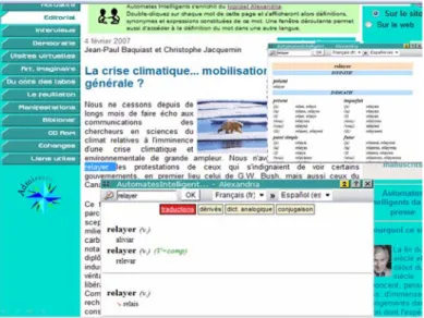 Figure 8: Aide contextuelle du logiciel Alexandria 