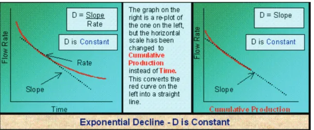 Figura 1.1.7 Curvas de declinación exponencial (producción acumulada)  (Fuente: www.fekete.com)