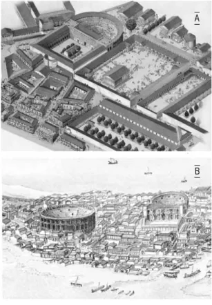 FIG. 13.- Reconstrucción tridimensional del  Theatrum y la Crypta Balbi en Roma –A– 