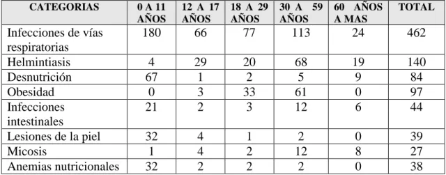 Tabla 1. 1: Principales causas de morbilidad. 