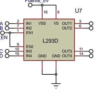 Figura 2.40. Diseño de circuitos de tarjeta electrónica de control, manejo del motor a  pasos con el driver L293D