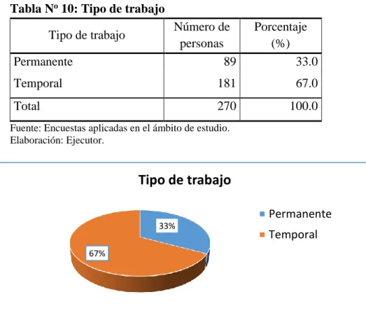 Tabla N o  10: Tipo de trabajo 