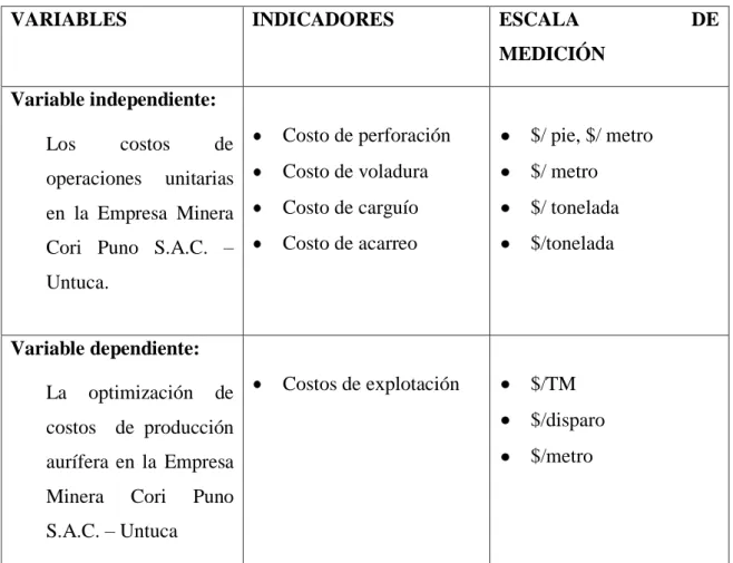Cuadro 3.1. Operacionalización  de variables 