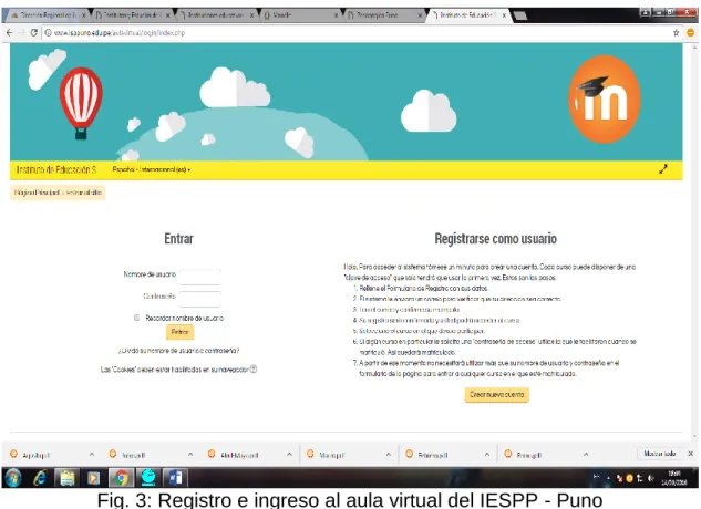 Fig. 4: Navegación en el aula virtual del IESPP - Puno 