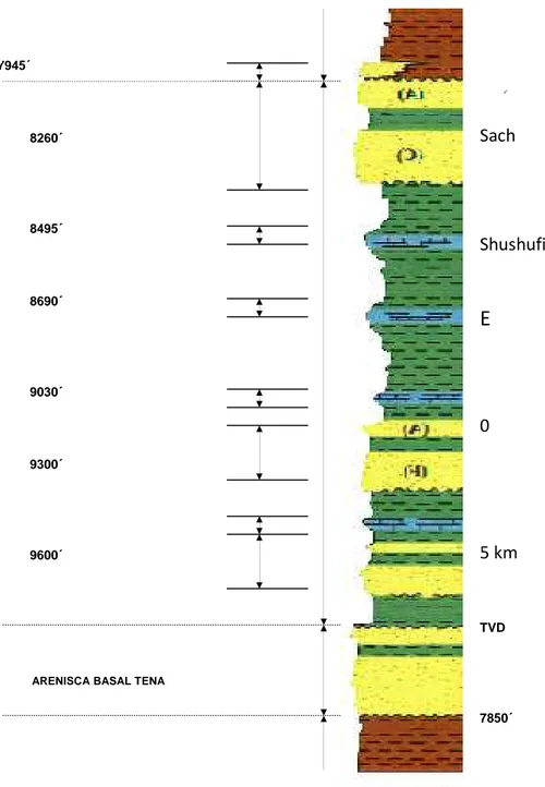 Figura 1.4  Esquema de la Columna Estratigráfica de la Cuenca Oriente 