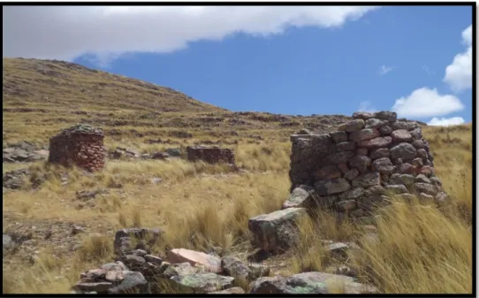 Figura 6. Estructuras agrupadas en la parte media más abajo del Centro Arqueológico  que corresponde al sector “C”
