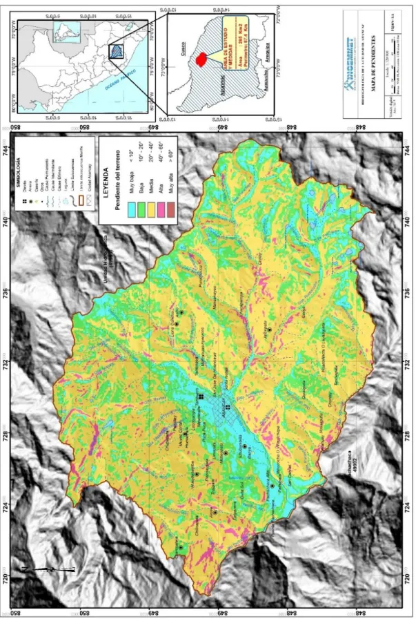 Figura 3.5. Mapa de pendientes de la microcuenca Mariño