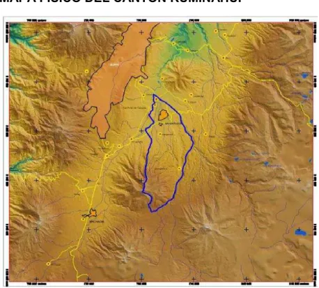 FIGURA 3. 2 MAPA FÍSICO DEL CANTÓN RUMIÑAHUI 