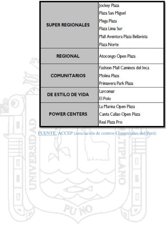 FIGURA 35: Clasificación De Centros Comerciales 