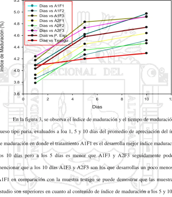 FIGURA 03: COMPARACIÓN DE PROMEDIOS DE TRATAMIENTOS CON  RESPECTO A INDICE DE MADURACIÓN 