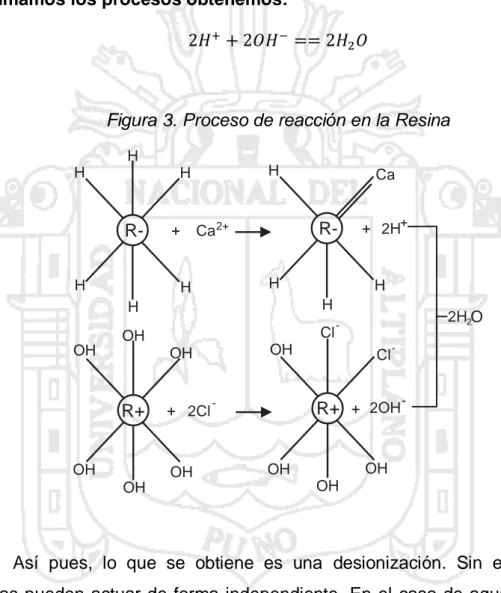 Figura 3. Proceso de reacción en la Resina 