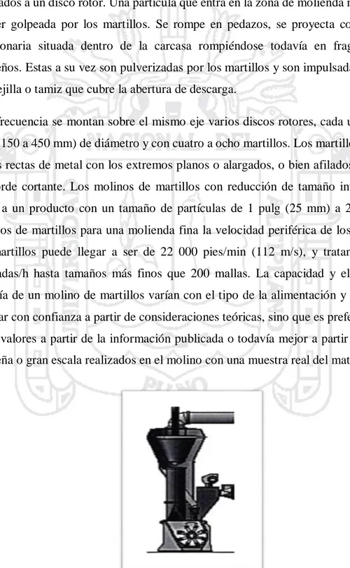 Figura 13 Esquema básico de un molino de martillos 