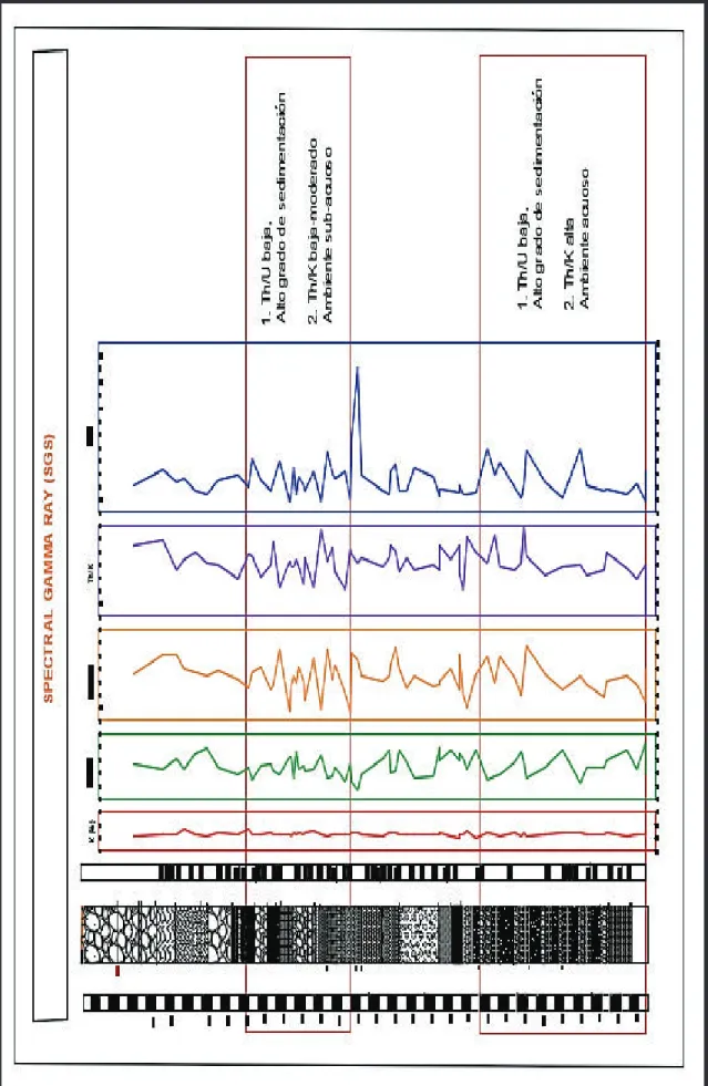 Figura 4.2-6: Interpretación de los datos de spectral gamma ray (SGS)